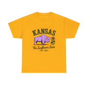 Kansas Sunflower State Tee, Unisex Heavy Cotton T-Shirt, Gift for Kansas Lovers, Cute State Pride Shirt, Fun Souvenir, Everyday Wear