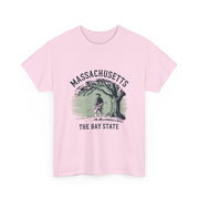 Massachusetts Vintage Unisex Heavy Cotton Tee, Rustic State T-Shirt, Travel Souvenir, Casual Wear, Gift for Locals and Tourists