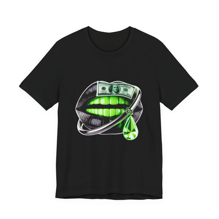 Green Glam Lip Graphic Tee | Unisex Jersey Short Sleeve Shirt, Fashion Tee, Trendy T-shirt, Gift for Her, Casual Wear