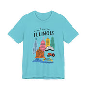 Illinois Graphic Tee | Unisex Short Sleeve T-Shirt, Illinois Souvenir Shirt, Travel Gift, Casual Wear, USA States Design