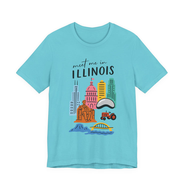Illinois Graphic Tee | Unisex Short Sleeve T-Shirt, Illinois Souvenir Shirt, Travel Gift, Casual Wear, USA States Design