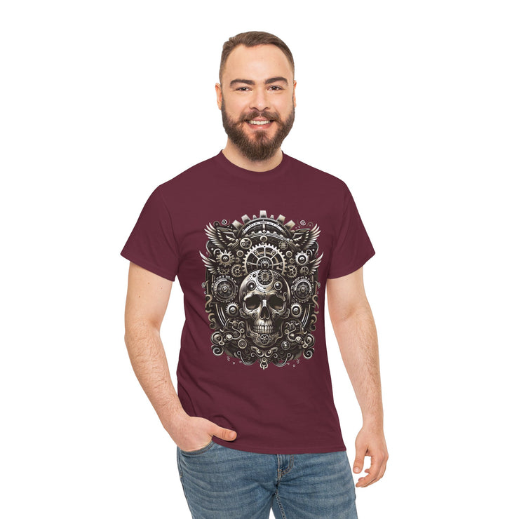 Gothic Skull Tee - Unisex Heavy Cotton T-Shirt, Unique Graphic Shirt, Casual Wear, Edgy Fashion, Gift for Him/Her, Halloween Style