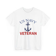 US Navy Veteran Unisex Heavy Cotton Tee, Military Pride Shirt, Veteran Gift, Casual Wear, Patriotic Apparel, Anchor Design T-Shirt