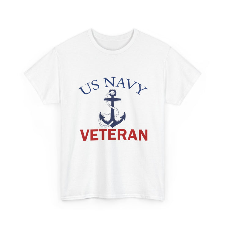 US Navy Veteran Unisex Heavy Cotton Tee, Military Pride Shirt, Veteran Gift, Casual Wear, Patriotic Apparel, Anchor Design T-Shirt