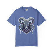 Mystical Ram Graphic Unisex T-shirt, Boho Tee, Astrology Shirt, Spiritual Gift, Festival Wear, Unique Graphic Tee