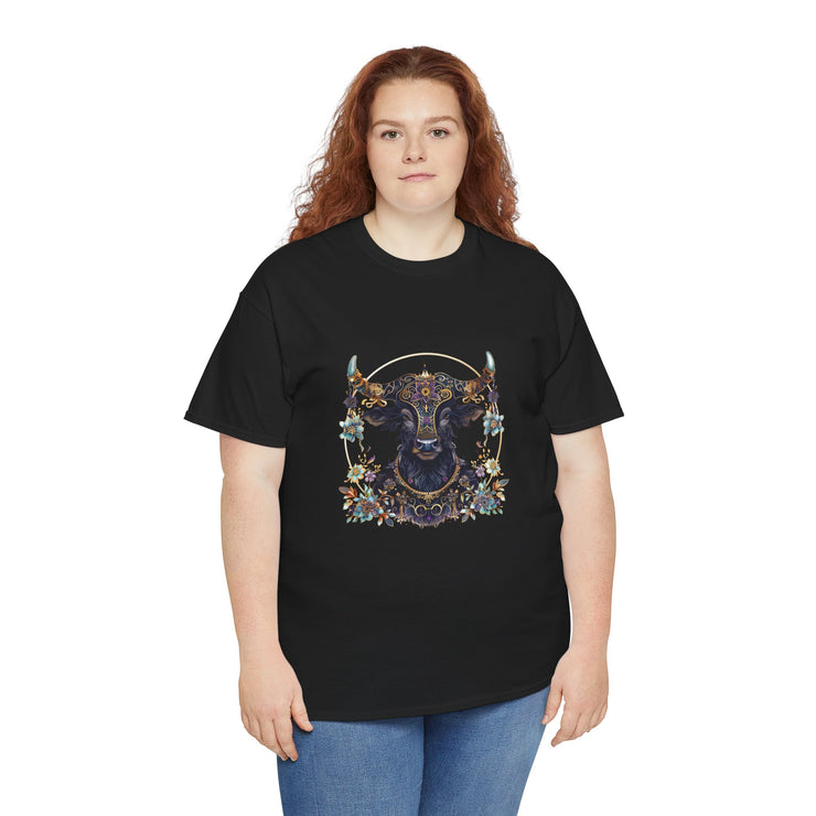 Boho Bull Graphic Tee | Unisex Heavy Cotton T-Shirt | Festival Wear, Gift for Nature Lovers, Casual Outfit, Animal Art