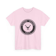 US Navy Emblem Unisex Heavy Cotton Tee | Military Apparel, Casual Wear, Gift for Veterans, Patriotic Shirt, Marine Life