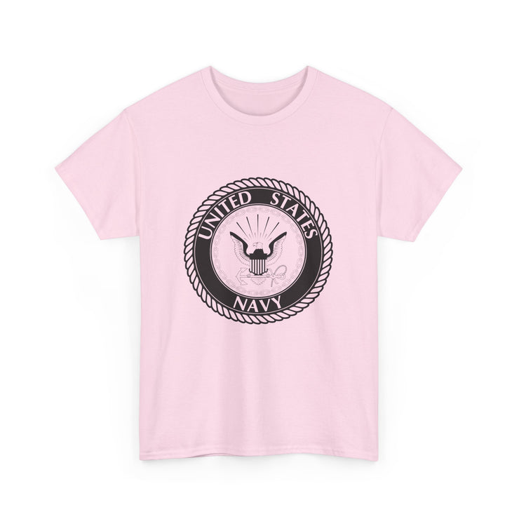 US Navy Emblem Unisex Heavy Cotton Tee | Military Apparel, Casual Wear, Gift for Veterans, Patriotic Shirt, Marine Life