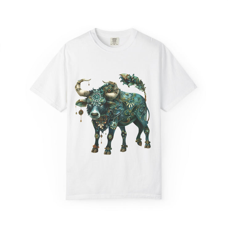 Bohemian Bull T-Shirt, Artistic Graphic Tee, Unisex Shirt for Cow Lovers, Gift for Occasions, Casual Wear, Eco-Friendly Style