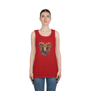 Bohemian Floral Ram Tank Top - Unisex Cotton Singlet, Artistic Apparel, Summer Wear, Festival Fashion, Nature Lover Gift