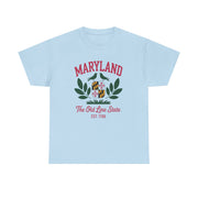 Maryland Heritage Tee | Unisex Cotton Shirt, Old Line State Apparel, Travel Souvenir, Gift for Maryland Lovers, Vintage Maryland Design,USA States Design