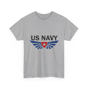 US Navy Winged Logo Unisex Heavy Cotton Tee, Military Apparel, Veteran Gift, Casual Wear, Patriotic Clothing, Gift for Him/Her