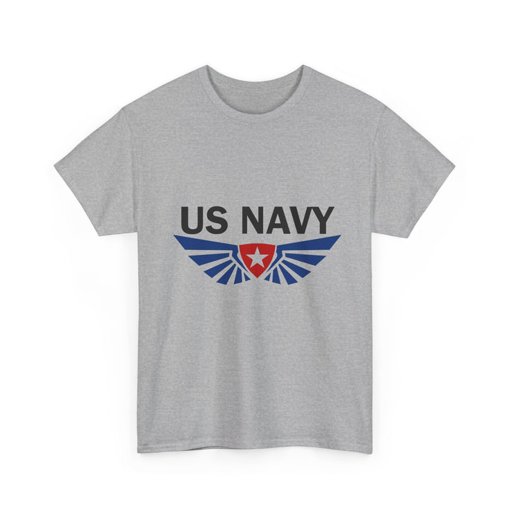 US Navy Winged Logo Unisex Heavy Cotton Tee, Military Apparel, Veteran Gift, Casual Wear, Patriotic Clothing, Gift for Him/Her