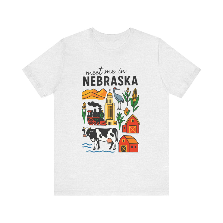 Nebraska Graphic Tee, Unisex Jersey Short Sleeve Tee, Souvenir Shirt, USA States Design