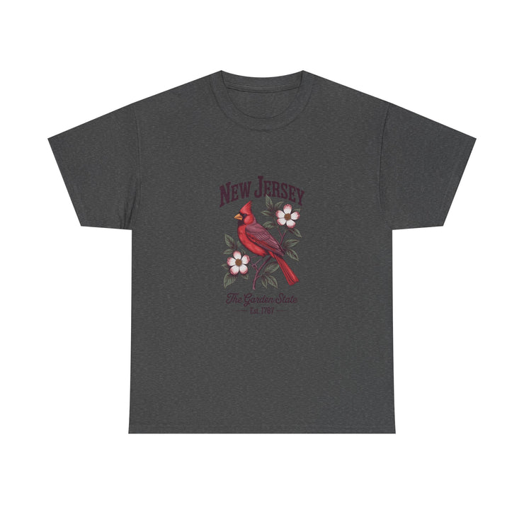 New Jersey Cardinal Tee, Vintage Style T-Shirt, Unisex Cotton Tee, Garden State Gift, Bird Lover Apparel, Casual Wear, USA States Design
