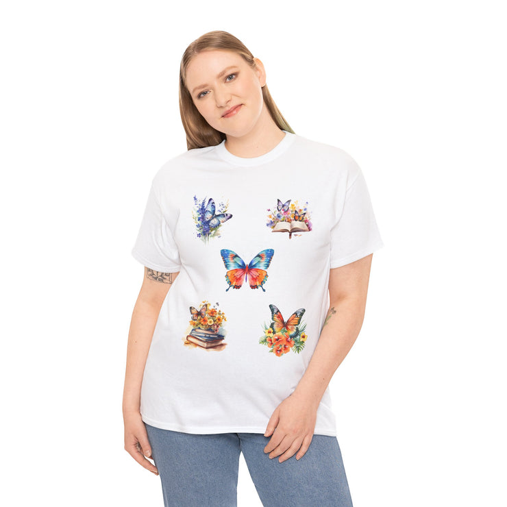 Butterfly Blossom Unisex Cotton Tee, Vibrant Nature Shirt, Gift for Nature Lovers, Spring Fashion Top, Garden Party Tee
