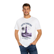 South Carolina Lighthouse T-Shirt, Unisex Garment-Dyed Tee, Coastal Vibes Shirt, Summer Travel Apparel, USA States Design