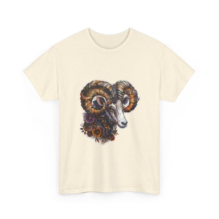 Bohemian Ram Graphic Tee, Casual Apparel, Gift for Animal Lovers, Festival Wear, Unisex T-Shirt, Nature-Inspired Clothing