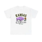 Kansas Sunflower State Tee, Unisex Heavy Cotton T-Shirt, Gift for Kansas Lovers, Cute State Pride Shirt, Fun Souvenir, Everyday Wear