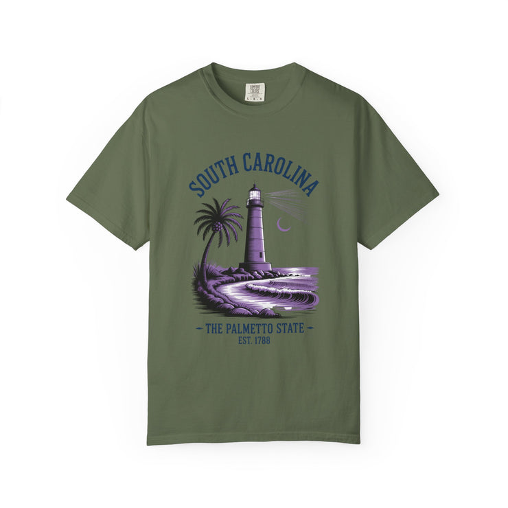 South Carolina Lighthouse T-Shirt, Unisex Garment-Dyed Tee, Coastal Vibes Shirt, Summer Travel Apparel, USA States Design