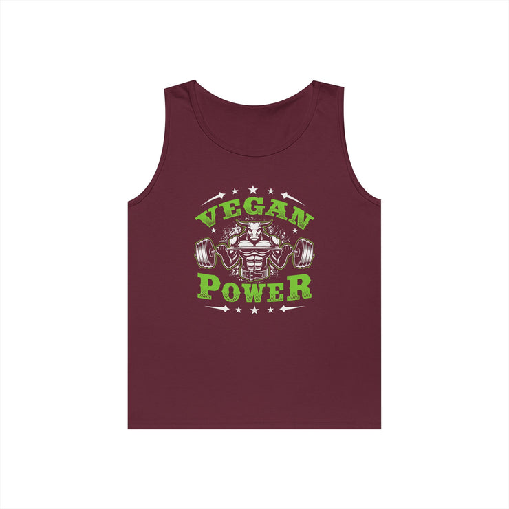 Vegan Power Tank Top | Unisex Heavy Cotton Gym Shirt, Workout Apparel, Fitness Gift, Eco-Friendly Exercise Tee