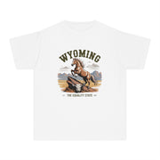 Wyoming Horse Youth Tee, Casual T-Shirt, Kids Graphic Tee, USA States Design, Horse Lover Gift, State Pride Apparel