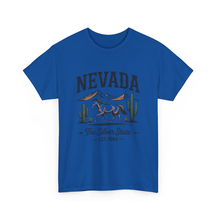 Nevada Graphic Unisex Heavy Cotton Tee, Casual Wear, State Pride Shirt, Travel Gift, Summer Clothing, USA States Design