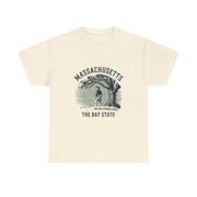 Massachusetts Vintage Unisex Heavy Cotton Tee, Rustic State T-Shirt, Travel Souvenir, Casual Wear, Gift for Locals and Tourists