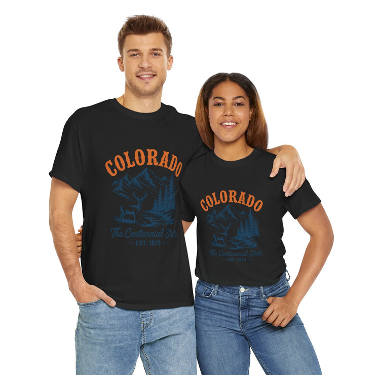 Colorado Adventure Unisex Heavy Cotton Tee, Outdoor Shirt, Gift for Nature Lovers, Travel Tee, USA State Design