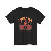 Indiana Floral T-Shirt, Unisex Heavy Cotton Tee for Hoosier State Lovers, Casual Wear, Gift for Indiana Residents, Summer Style