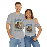 Nebraska Heritage Unisex Heavy Cotton Tee, Vintage State Shirt, Nebraska Flag Apparel, Midwest Pride T-Shirt, Cowpoke Style Tee, USA States Design