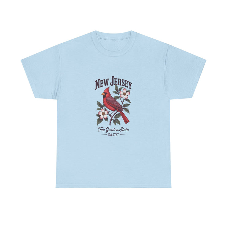 New Jersey Cardinal Tee, Vintage Style T-Shirt, Unisex Cotton Tee, Garden State Gift, Bird Lover Apparel, Casual Wear, USA States Design