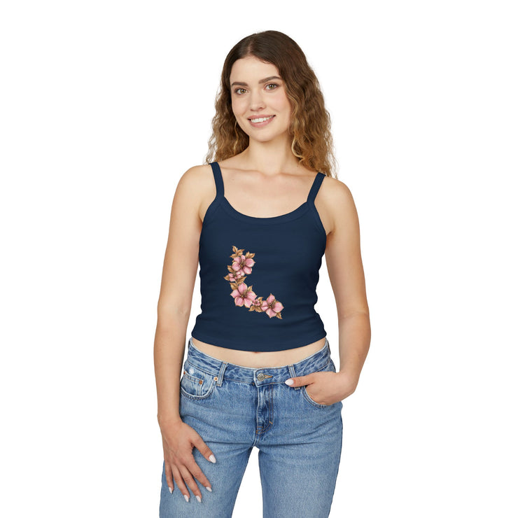Floral Initials Women's Tank Top, Summer Top, Floral Tank, Personalized Spaghetti Strap, Gift for Her, Casual Wear, Everyday Style