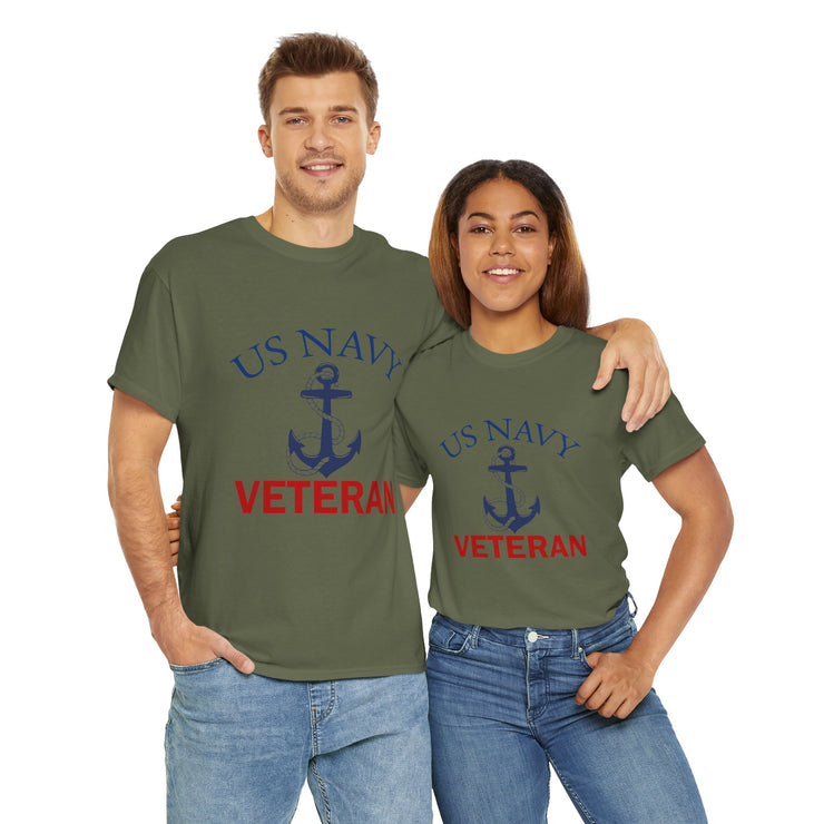 US Navy Veteran Unisex Heavy Cotton Tee, Military Pride Shirt, Veteran Gift, Casual Wear, Patriotic Apparel, Anchor Design T-Shirt