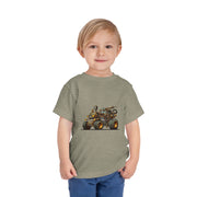 Toddler Short Sleeve Tee with Fun Vehicle Design, Birthday Gift, Kids' Fashion, Playtime Wear, Adventure Apparel