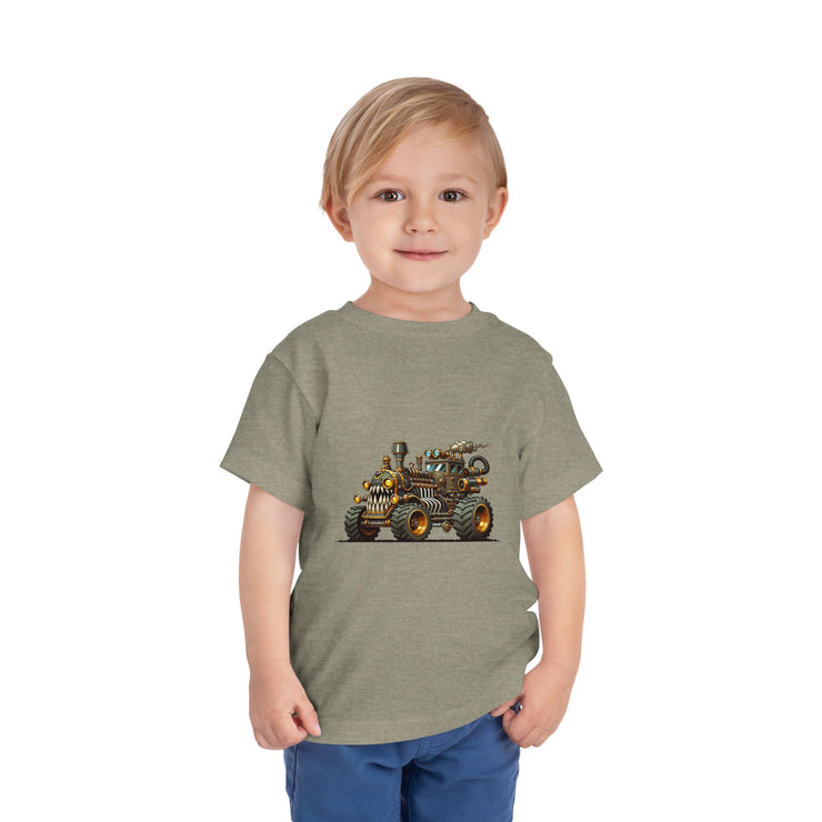 Toddler Short Sleeve Tee with Fun Vehicle Design, Birthday Gift, Kids' Fashion, Playtime Wear, Adventure Apparel