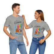Illinois Graphic Tee | Unisex Short Sleeve T-Shirt, Illinois Souvenir Shirt, Travel Gift, Casual Wear, USA States Design