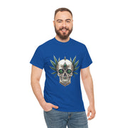 Skull & Greenery Unisex Heavy Cotton Tee - Edgy Graphic Shirt for Casual Wear, Festival Clothing, Gift for Him/Her, Summer Vibes.