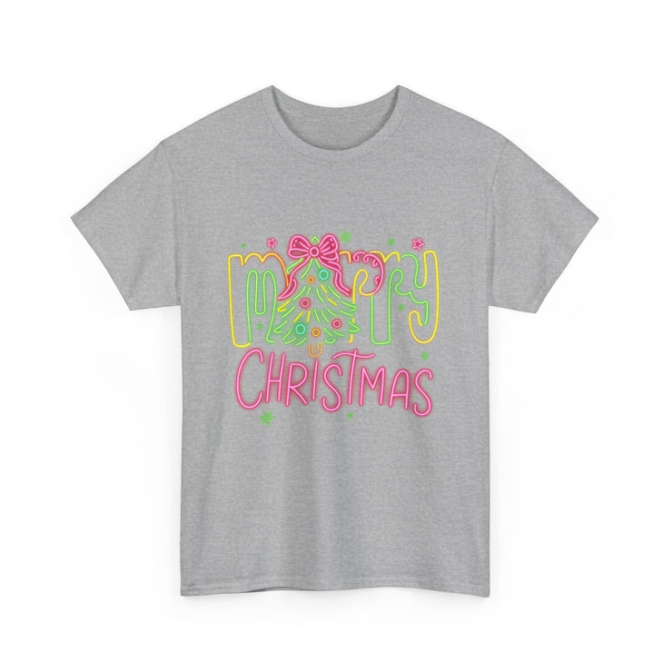 Festive Merry Christmas Tee - Unisex Heavy Cotton T-Shirt, Holiday Shirt, Christmas Gift, Cozy Winter Apparel, Family Gathering Outfit