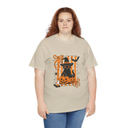 Halloween Cat Tee, Unisex Heavy Cotton Tee, Spooky Season Shirt, Fall Festivity Apparel, Pumpkin Lover Gift
