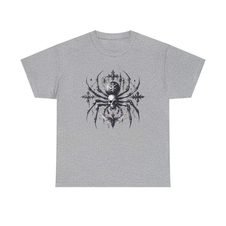 Gothic Spider Tee - Unisex Heavy Cotton Shirt for Halloween, Casual Wear, Unique Gift, Alternative Fashion, Edgy Apparel