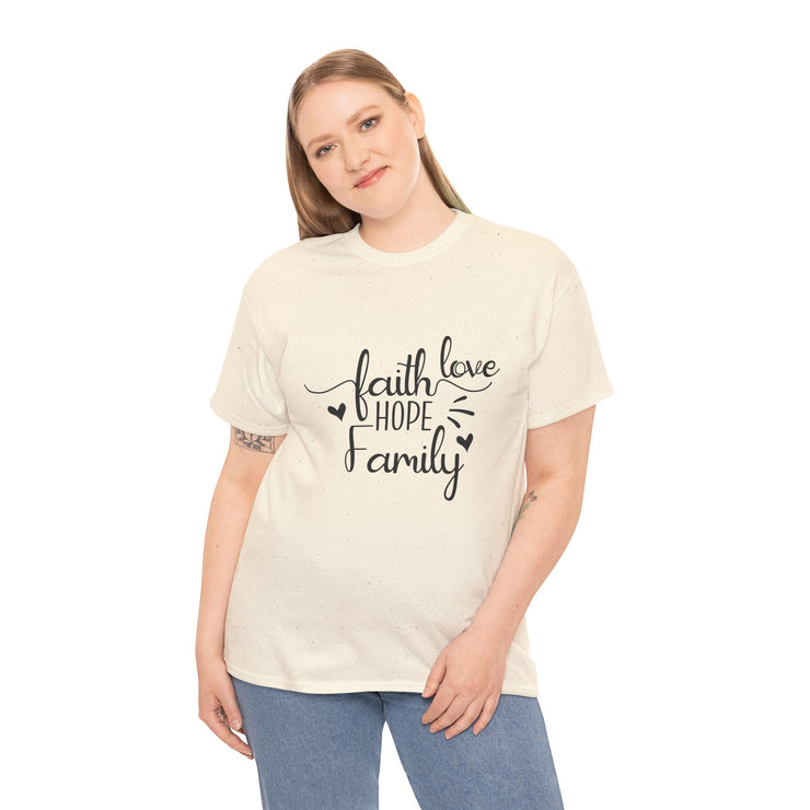 Faith, Hope, Love Family Tee - Unisex Heavy Cotton Shirt for Family Gatherings, Gifts, Celebrations, Casual Wear