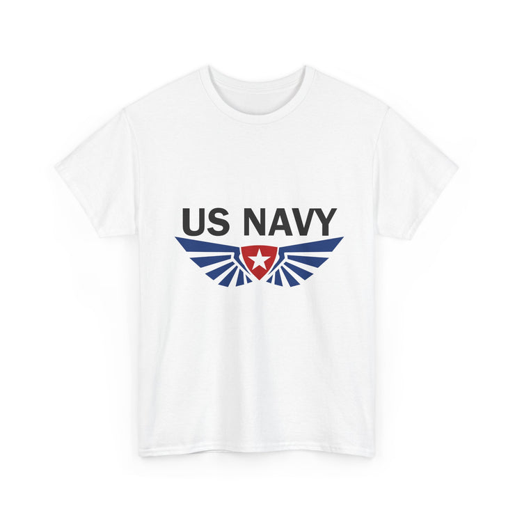 US Navy Winged Logo Unisex Heavy Cotton Tee, Military Apparel, Veteran Gift, Casual Wear, Patriotic Clothing, Gift for Him/Her