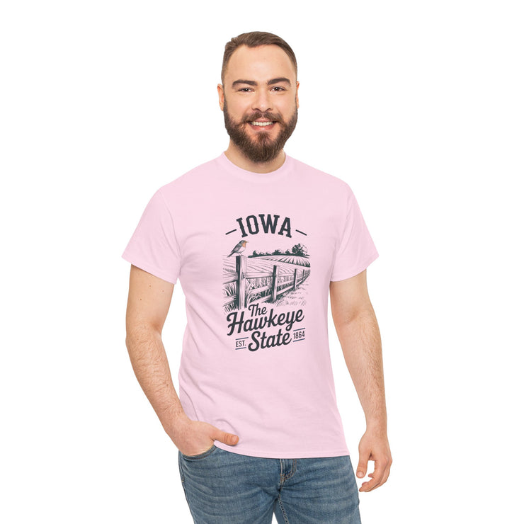 Iowa The Hawkeye State T-Shirt, Vintage Style Tee, Unisex Cotton Shirt, Iowa Pride Gift, USA States Design