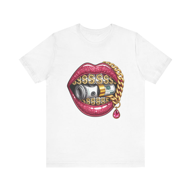 Glamorous Money Lips Tee, Trendy Graphic Shirt, Fashion Statement Tee, Gift for Her, Casual Streetwear
