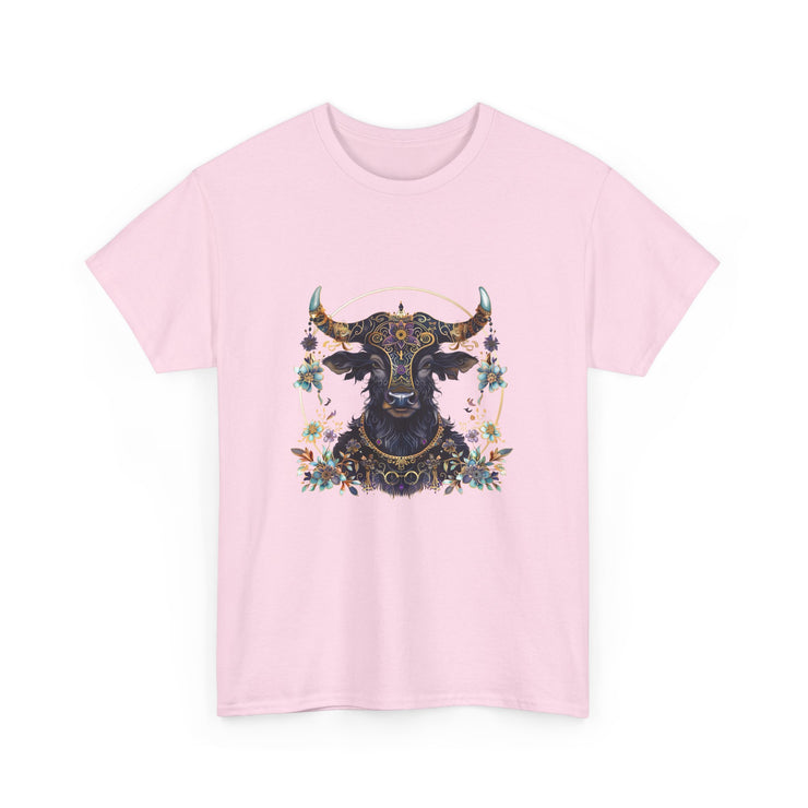 Boho Bull Graphic Tee | Unisex Heavy Cotton T-Shirt | Festival Wear, Gift for Nature Lovers, Casual Outfit, Animal Art