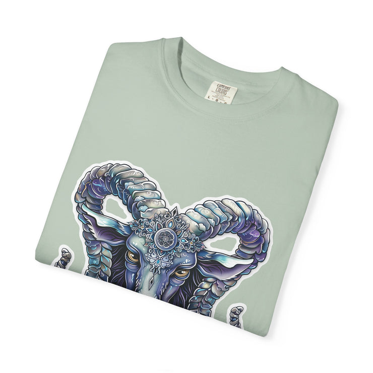 Mystical Ram Graphic Unisex T-shirt, Boho Tee, Astrology Shirt, Spiritual Gift, Festival Wear, Unique Graphic Tee