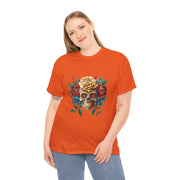 Floral Skull Tee - Unisex Heavy Cotton | Boho Style Shirt, Festival Wear, Gothic Aesthetic, Unique Gift, Casual Everyday Top