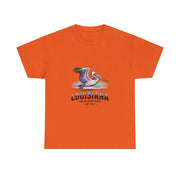 Louisiana Pelican Unisex Heavy Cotton Tee, Coastal Vibes Shirt, Gift for Louisiana Lovers, Casual Wear, Beach Trip T-Shirt, USA States Design