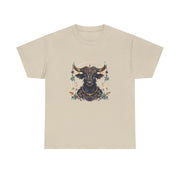 Boho Bull Graphic Tee | Unisex Heavy Cotton T-Shirt | Festival Wear, Gift for Nature Lovers, Casual Outfit, Animal Art
